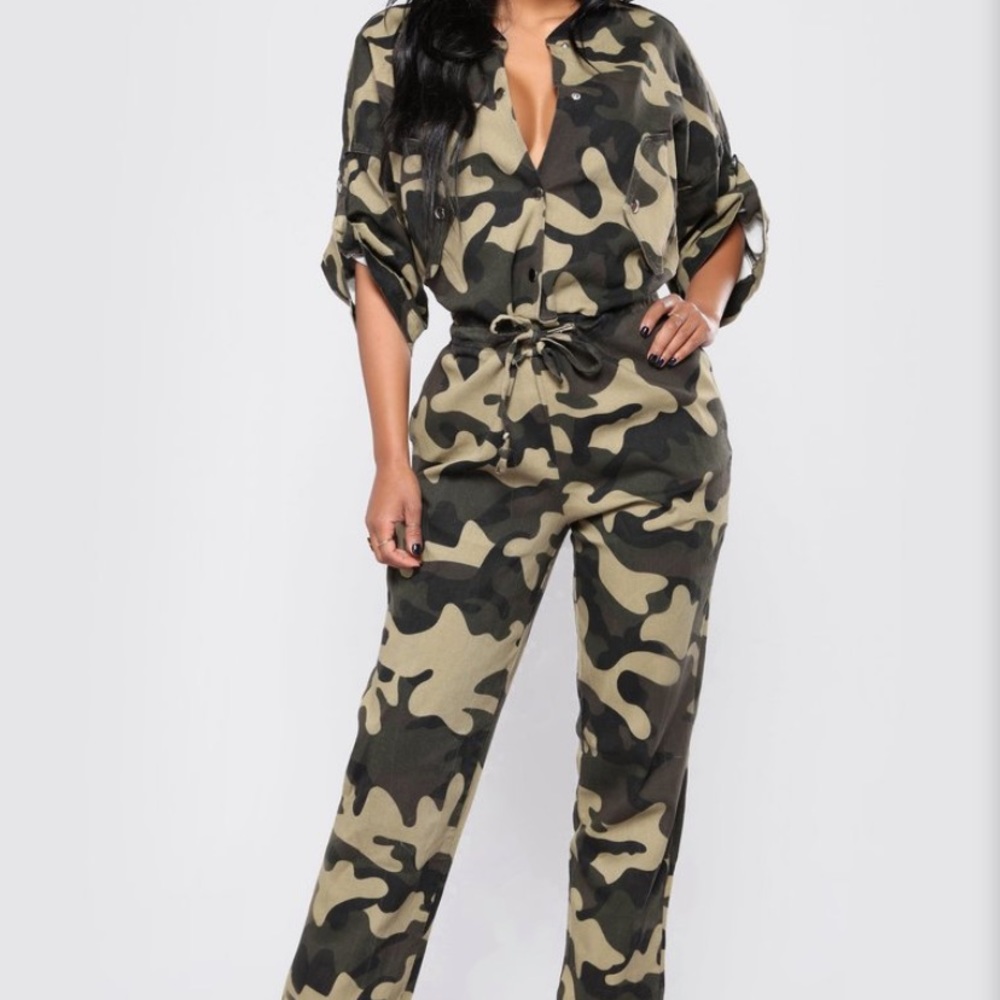 Army Print Jumpsuit